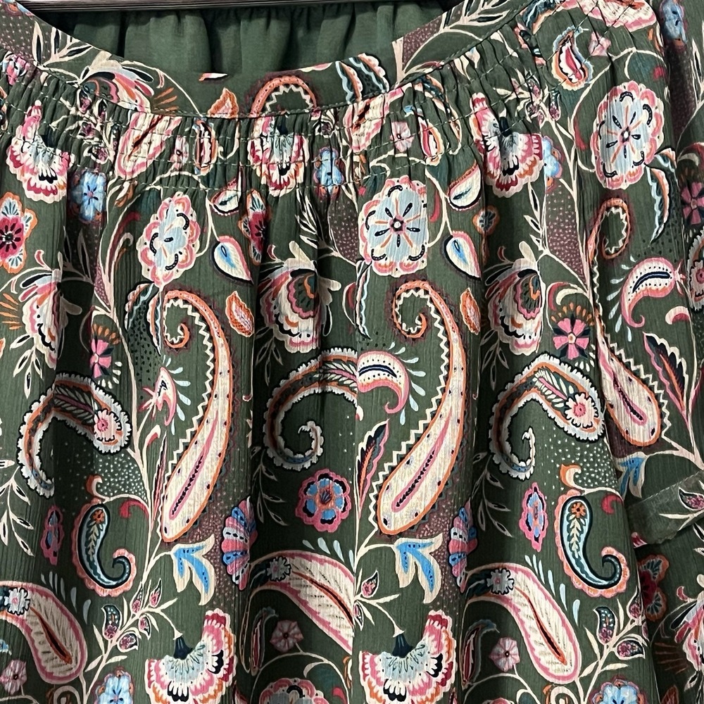 LOFT Blouse Size L Paisley Lined Flowy Peasant Boho Chic Romantic Garden Party - Picture 3 of 6